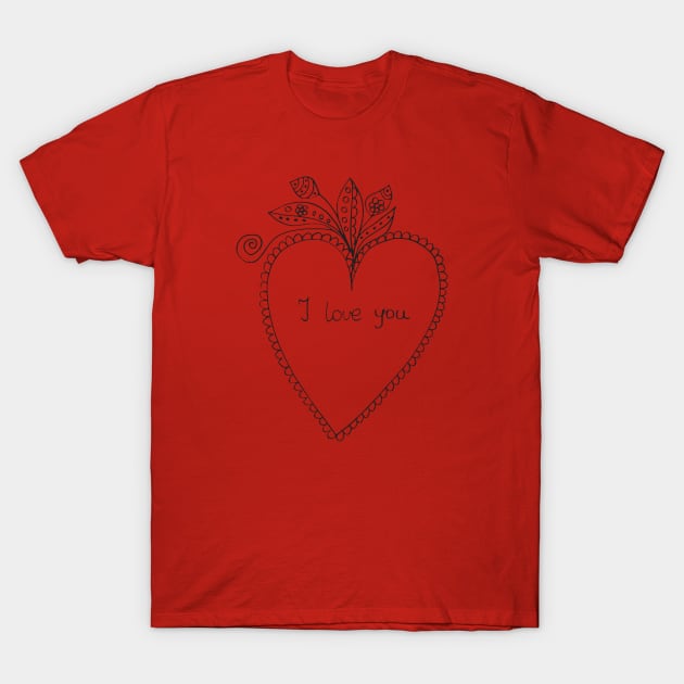 I love you - hand drawn illustration T-Shirt by grafart